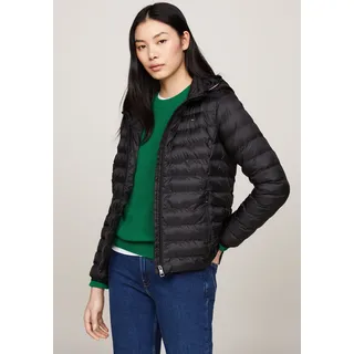 Tommy Hilfiger Damen, Daunenjacke Padded Global Stripe Jacket mit Kapuze, schwarz, (Black), XS
