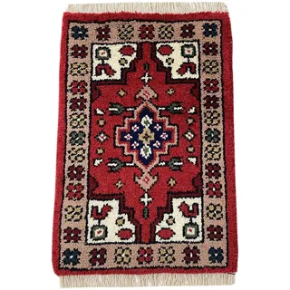 WAWA TEPPICH Handgeknüpfter Wollteppich 40 x 60 cm | Naturwollteppich aus indischer Handarbeit mit charaktervoller Knüpfstruktur