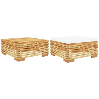 vidaXL 2-tlg. Garten-Lounge-Set Massivholz Teak - Creme