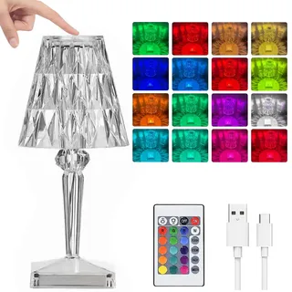 YeahBoom LED Kristall Tischlampe,Kristall Diamant Tischlampe,2000mAH 16 Farben Touching Control Rose Crystal Lampe,Nachttischlampe Farbwechsel Nachtlicht für Schlafzimmer