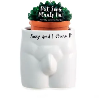 Boxer Gifts Sexy and I Grow It' Blumentopf in Körperform, lustig, unhöflich, Heimdekoration, Geschenk, Keramik, weiß, Einheitsgröße