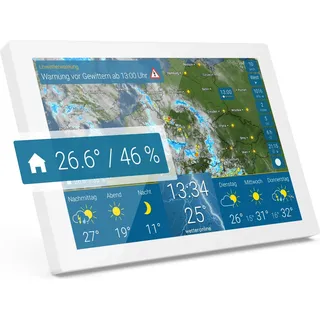 wetteronline home 3 – WetterDisplay mit WetterRadar – Innenraumsensor uvm. - Weiß