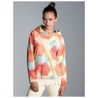 Trigema Kapuzensweatshirt »TRIGEMA Fleece-Hoodie mit buntem Allover-Print«, orange