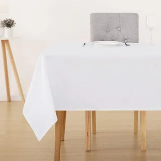 Deconovo Tischdecke Weiß Abwaschbare Tischdecken Outdoor Wetterfest 130x280 cm Weiss Tischtuch Wasserabweisend Tischwäsche Lotuseffekt Tischtücher für Garten Balkon Wohnzimmer Esszimmer 1 Stück