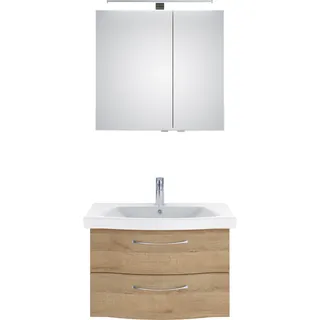 Saphir Badmöbel-Set »6005 Sprint 2-teilig, Keramik-Waschtisch mit LED-Spiegelschrank« 2 Stk. tlg., braun