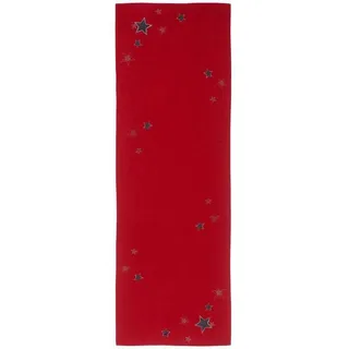 X-Mas Tischläufer , Rot , Textil , Stern , rechteckig , 50x150 cm , Oeko-Tex® Standard 100 , bügelleicht , Heimtextilien, Wohntextilien, Tischwäsche, Tischläufer
