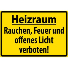 Schatzmix Blechschild Heizraum Rauchen Feuer Licht verboten Metallschild Wanddeko 20x30 tin Sign