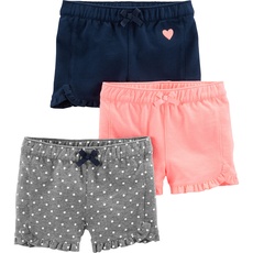 Simple Joys by Carter's Baby-Mädchen 3-Pack Knit Shorts, Rosa/Grau/Marineblau, 3-6 Monate (3er Pack)