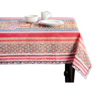 Maison d' Hermine Tischdecken, 100% Baumwolle, 160cm x 220cm dekorative quadratische Tischdecke, waschbare Tischdecke für Muttertagsgeschenke, Feiertagsessen, Hochzeit, Ispahan – Frühling/Sommer