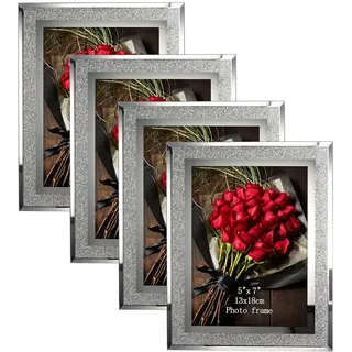 PETAFLOP Bilderrahmen 13x18, Bilderrahmen Glas 4er-Set für Hochzeiten, Häuser, Büros