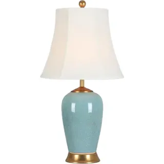 Fine Asianliving Chinesische Tischlampe Porzellan mit Lampenschirm E27 Orientalische Tischleuchte Keramik Nachttischlampen Schlafzimmer Wohnzimmer - Blau