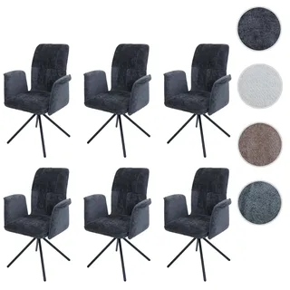 6er-Set Esszimmerstuhl HWC-N99, drehbar Armlehne Auto-Return, Stoff/Textil Chenille (340g/m2) Öko-Te