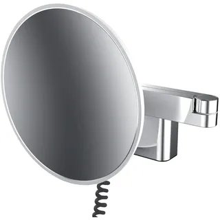EMCO LED Rasier- und Kosmetikspiegel, Wandmodell, Doppelgelenkarm, Vergrößerung 5-fach, rund, Spiralkabel und Stecker 109506040,