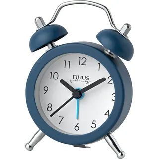 FILIUS zeitdesign Glockenwecker Reisewecker, Quarzwecker, Kinderwecker, Schlafzimmer, Schulanfang, blau