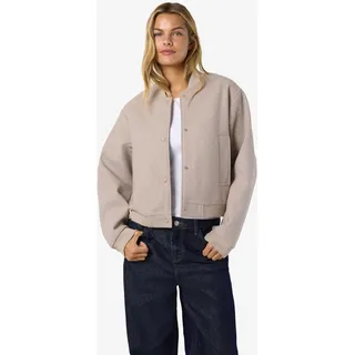 Langjacke NOISY MAY "NMEDDI L/S BOMBER JACKET FWD NOOS", Damen, Gr. L, silber lining detail:melange, Web, Obermaterial: 100% Polyester, meliert, regular fit normal, Jacken Langjacke