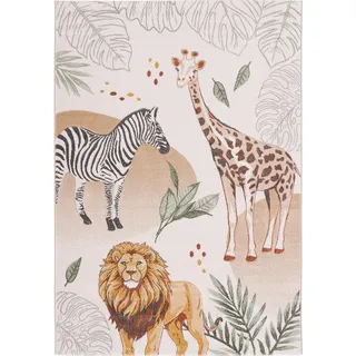 Pergamon Pergamon, Spielteppich - Spielmatte, Kinder Teppich Maui Kids Giraffe Zebra Löwe (120 x 170 cm)