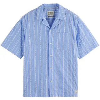 Scotch & Soda 180330 Relaxed Fit Kurzarmhemd - Sky Blue - XL