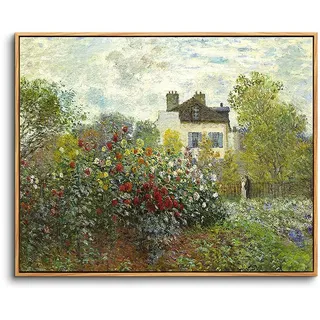 hyidecorart Vintage Leinwand Bilder mit Rahmen Holz, 20x25 cm Klein Wandbilder Wohnzimmer Claude Monet Garten Bild Aesthetic, Wanddeko Schlafzimmer Gemälde Desktop Badezimmer Büro Zimmer Esszimmer