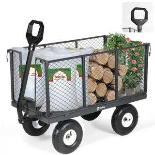 Sekey Bollerwagen Gartenwagen Titan 002 – ECHT 500 KG Belastbar, 3-in-1 Bollerwagen Plattformwagen, Patentierter Ergonomischer Griff, Vollgummi-Luftreifen, Stabil und Rostfrei, 200L