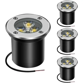AHOTSUK LED Bodeneinbaustrahler Wegeleuchten 12V 24V 3W Bodeneinbaustrahler Aussen IP67 Gartenstrahler für Aussen Wegbeleuchtung Garten Terrasse Treppen,warmweiß