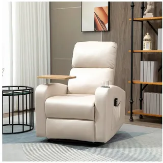 Homcom elektrisch Relaxsessel mit Massagefunktion, Fernsehsessel mit Liegefunktion, Massagesessel, Ruhesessel mit Fernbedienung - Beige