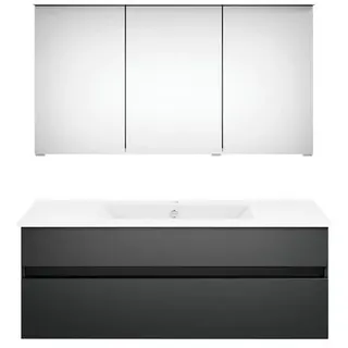 Puris Badezimmer , Grau, Dunkelgrau , Holzwerkstoff , 2 Schubladen , 120 cm , Goldenes M, Made in Germany , hängend , Badezimmer, Badmöbelsets & Badmöbelserien, Badmöbel-Sets