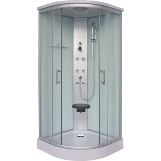 SANOTECHNIK Rumba Komplettdusche mit Schiebetür 90 x 215 cm weiß Sicherheitsglas
