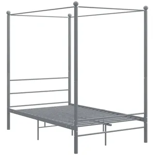 The Living Store Himmelbett Grau Metall 140x200 cm - Grau