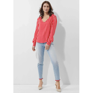Tunika ALBA MODA "Bluse Bluse", Damen, Gr. 38, rot (koralle, creme, gestreift), Obermaterial: 100% Viskose CV., Modern, Tuniken Tunika