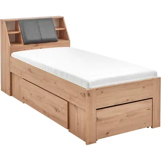 Carryhome Stauraumbett , Eiche Artisan , Holzwerkstoff , 4 Fächer , 2 Schublade(n) Schubladen , 90x200 cm , Babymöbel & Kindermöbel, Kinderzimmer & Jugendzimmer, Kinderbetten, Kinderbetten & Jugendbetten