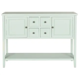 SAFAVIEH Contemporary Wooden Side Table with Storage, in Celadon, 40 X 115 X 85