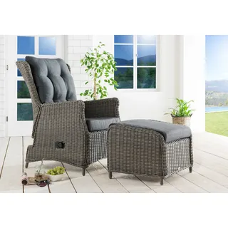 Destiny Gartenlounge-Set 1x Sessel, 1x Fußhocker 4 St.  grau