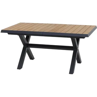 Siena Garden Sincro Gartentisch 160(200)x90x77 cm Anthrazit/Teak