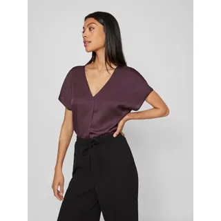 Vila V-Shirt »VIELLETTE V-NECK S/S SATIN TOP - NOOS«, lila