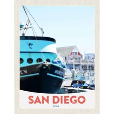 Holzschild 30x40 cm - San Diego USA Amerika Yacht Meer