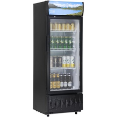 Bild Getränkekühlschrank Flaschenkühlschrank Schwarz 195 L, Getränkekühlschrank mit 3 Verstellbaren Einlegeböden, Gastro Getränkekühler 7-Stufige Knopfsteuerung, LED Kommerzieller Kühlschrank