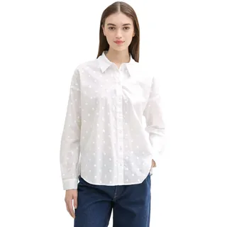 TOM TAILOR Denim Damen Bluse im Pünktchen-Muster, 20000 - White, M
