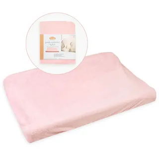 Ti TIN | Wickeltischauflagenbezug aus Frottee-Stoff, 80x50 cm | weicher und saugfähiger Wickelunterlagenbezug, Bezug aus adaptivem elastischem Gewebe, 100% Mikrofaser, Farbe: rosa