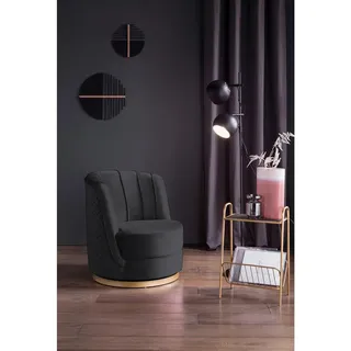 SalesFever Drehsessel SALESFEVER Samt 68 x 77 x 57 cm Schwarz mit 360° Drehfunktion
