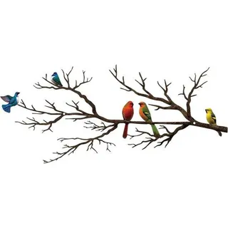 Vibrant Metal Birds Wall Decoration mit Vintage Farbe, kleiner Größe, für Außenbereich, Garten, Balkon