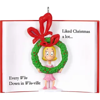 Hallmark Keepsake Christmas Grinch Ornament 2023, Dr. Seuss's How The Grinch Stole Christmas! Cindy-Lou Who Book