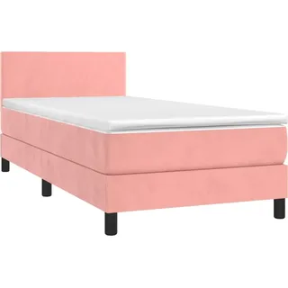 vidaXL Boxspringbett mit Matratze Rosa 100x200 cm Samt - Rosa