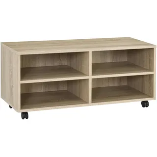 [en.casa] Lowboard Gränne 90x35x41cm mobiles Regal TV-Schrank 4 Ablagen Fernsehregal Fernsehtisch Sonoma-Eiche - Braun