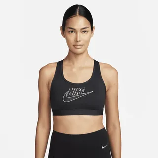 Nike Swoosh Medium Support Sport-BH Damen Black/White/Black/Black M