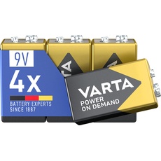 VARTA Batterien 9V Blockbatterien, 4 Stück, Power on Demand, Alkaline, Vorratspack, smart, flexibel, leistungsstark, ideal für Rauchmelder, Brand- & Feuermelder [Exklusiv bei Amazon]