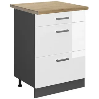 Vicco Schubladenschrank Küchenunterschrank R-Line 60 x 81,6 x 60 cm Weiß