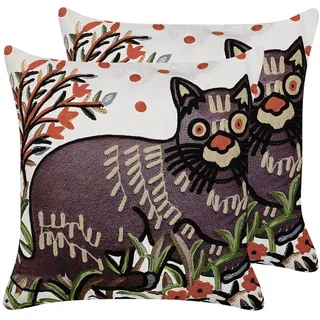 Beliani Dekokissen 2er-Set Bunt 50/50 cm Phusro , Multicolor , Textil , 50x50 cm , Heimtextilien, Wohntextilien, Kissen, Zierkissen