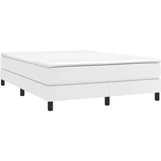 vidaXL Boxspringbett mit Matratze Weiß 140x190 cm Kunstleder - Weiß