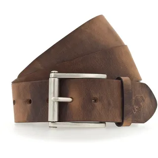 Ledergürtel MUSTANG, Herren, Gr. 85, braun, Rindsleder, unifarben, Gürtel Ledergürtel, mit Vintage-Look, Roll-Schließe, 4,5 cm