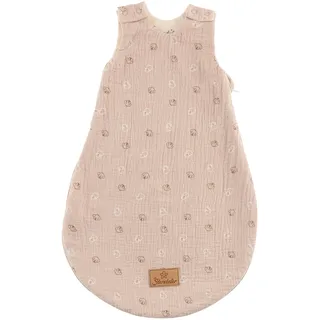 Sterntaler Babyschlafsack 50/56 Bauernhof - aus weichem Musselin gefüttert mit Jersey - mit 2-Wege Reißverschluss & Druckknöpfen an der Schulter, Sandfarben